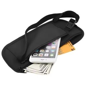 Black Money Bag | Thin Waist Bag